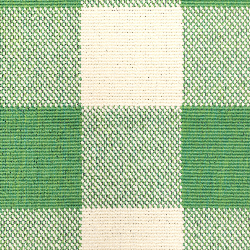 2' X 3' Green and Ivory Geometric Stain Resistant Indoor Outdoor Area Rug