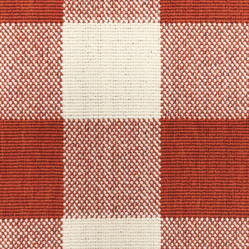 2' X 3' Red and Ivory Geometric Stain Resistant Indoor Outdoor Area Rug