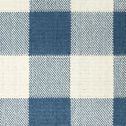 7' X 10' Blue and Ivory Geometric Stain Resistant Indoor Outdoor Area Rug