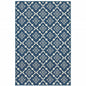 2' X 3' Blue and Ivory Floral Stain Resistant Indoor Outdoor Area Rug