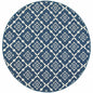 8' X 8' Blue and Ivory Round Floral Stain Resistant Indoor Outdoor Area Rug