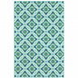 2' X 3' Blue and Green Geometric Stain Resistant Indoor Outdoor Area Rug