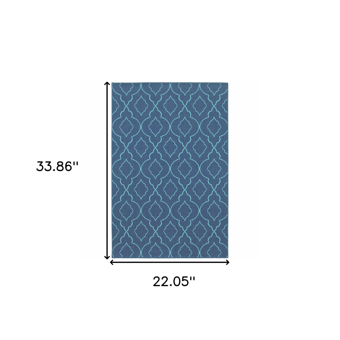 2' X 3' Blue Geometric Stain Resistant Indoor Outdoor Area Rug