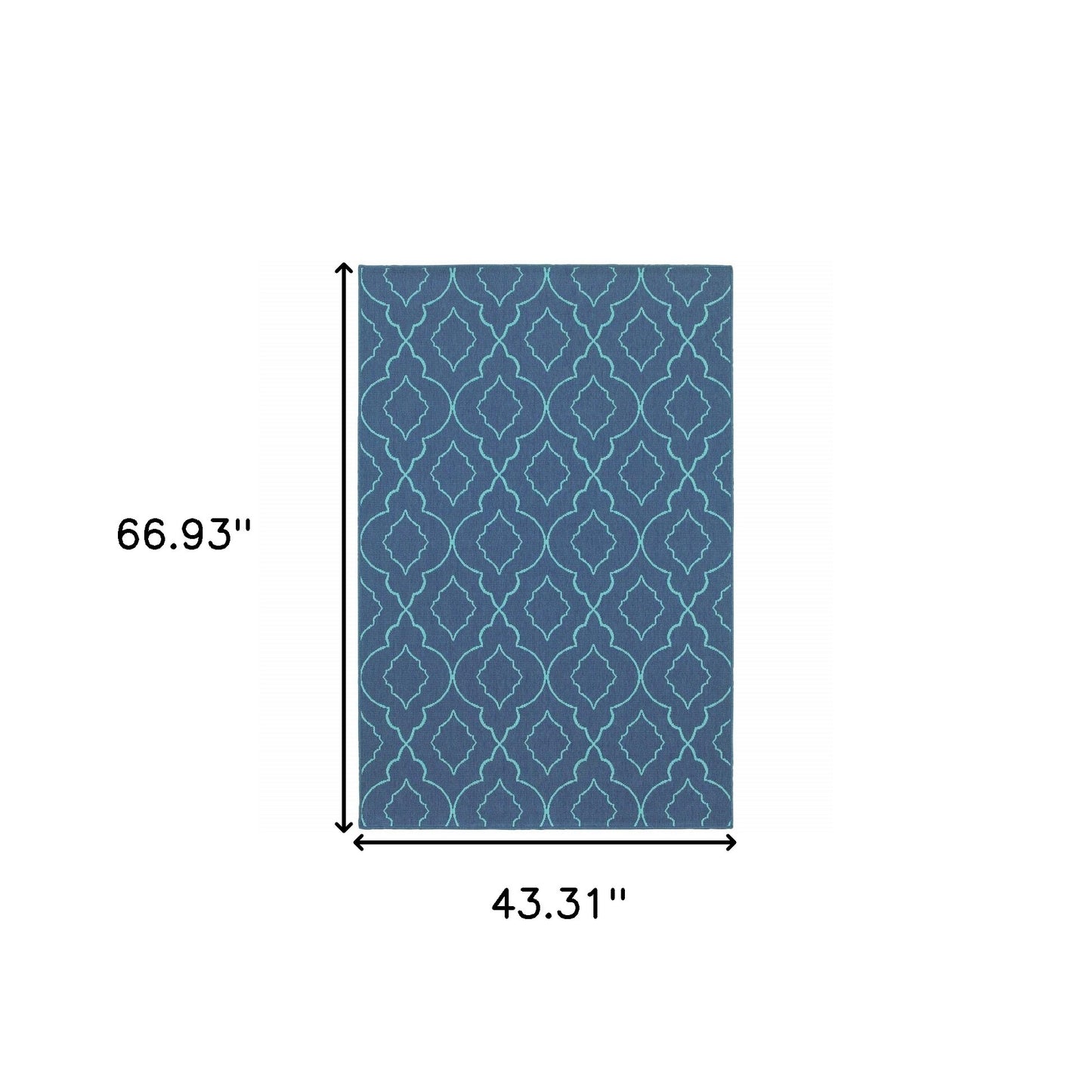 4' X 6' Blue Geometric Stain Resistant Indoor Outdoor Area Rug