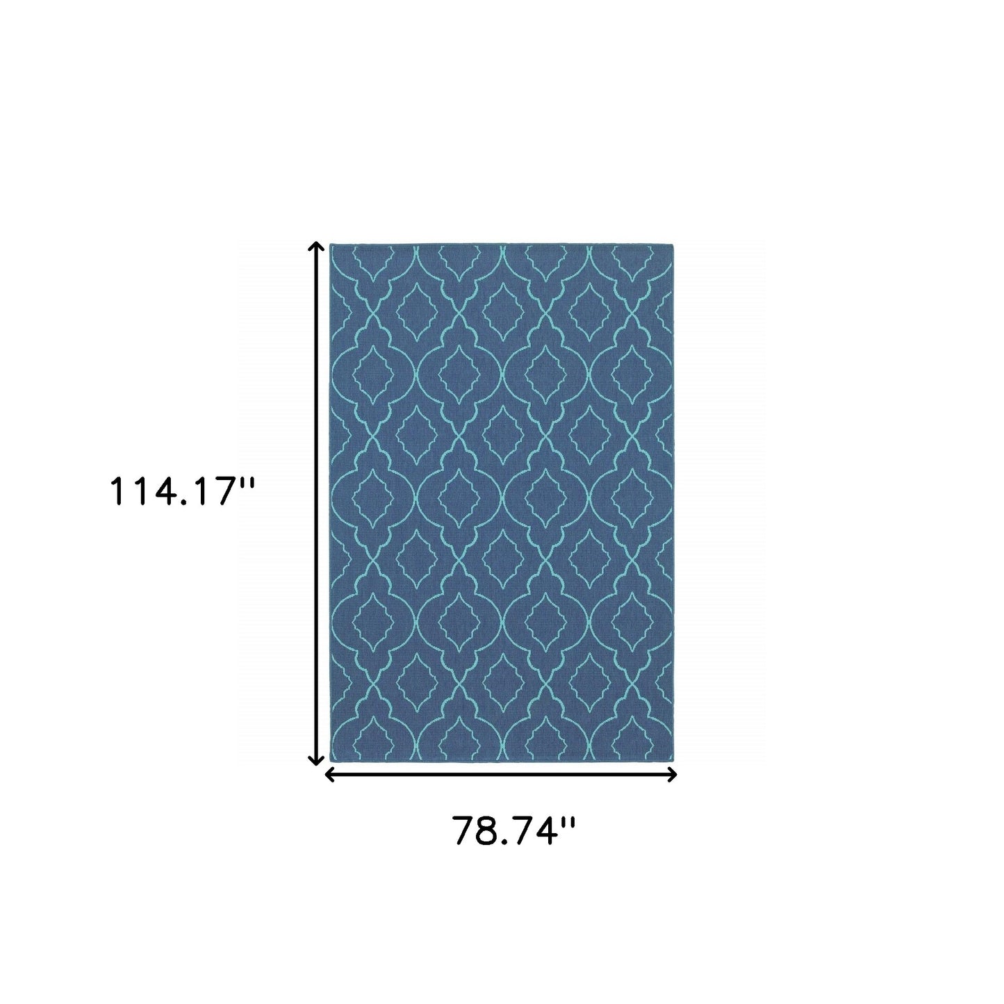 7' X 10' Blue Geometric Stain Resistant Indoor Outdoor Area Rug