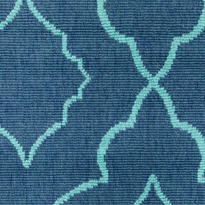 7' X 10' Blue Geometric Stain Resistant Indoor Outdoor Area Rug