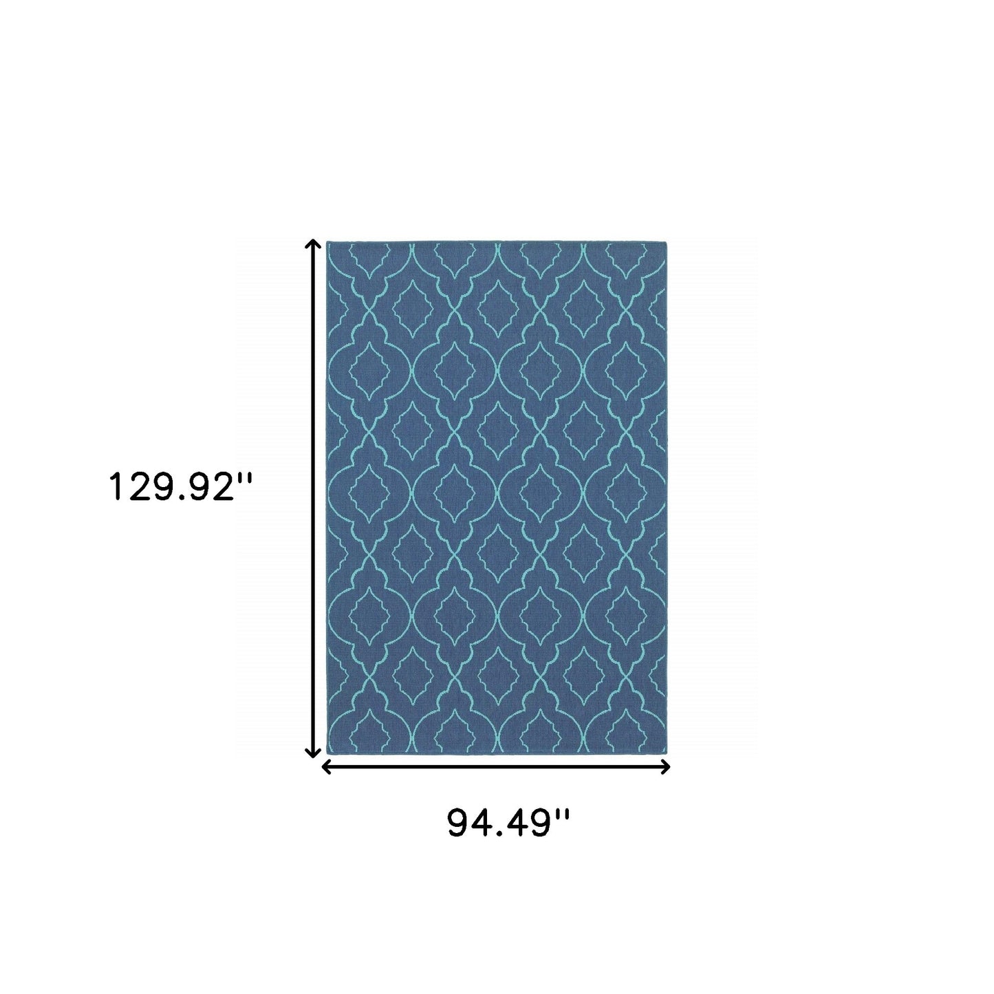 8' X 11' Blue Geometric Stain Resistant Indoor Outdoor Area Rug