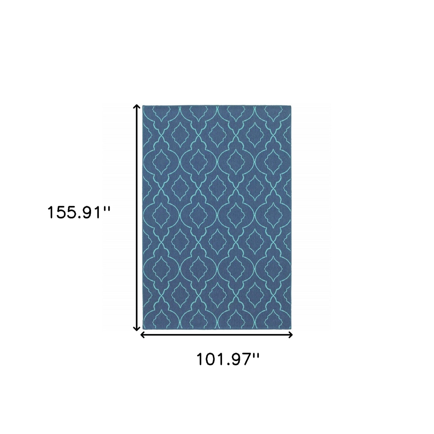 9' X 13' Blue Geometric Stain Resistant Indoor Outdoor Area Rug