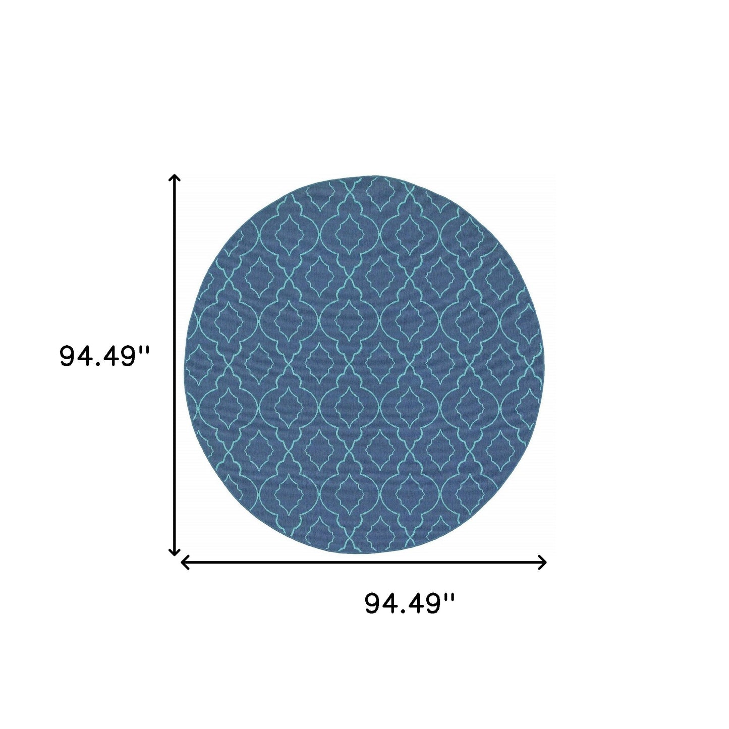 8' X 8' Blue Round Geometric Stain Resistant Indoor Outdoor Area Rug