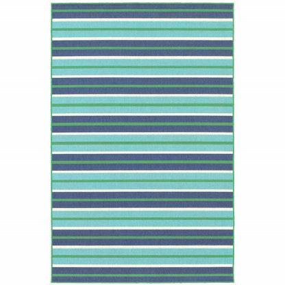 4' X 6' Blue and Green Geometric Stain Resistant Indoor Outdoor Area Rug