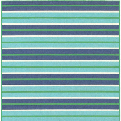 5' X 8' Blue and Green Geometric Stain Resistant Indoor Outdoor Area Rug