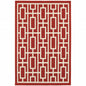 2' X 3' Red and Ivory Geometric Stain Resistant Indoor Outdoor Area Rug