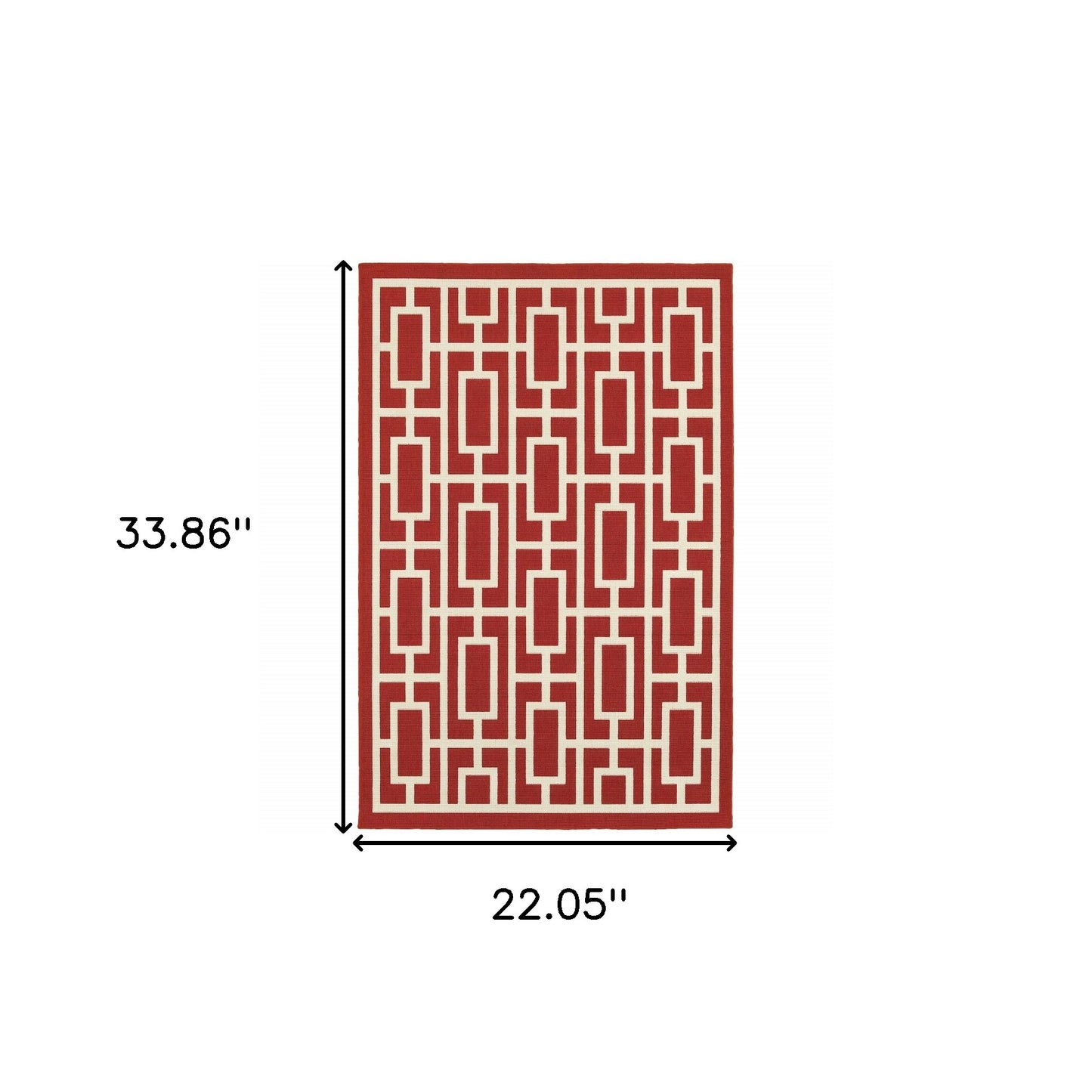 2' X 3' Red and Ivory Geometric Stain Resistant Indoor Outdoor Area Rug