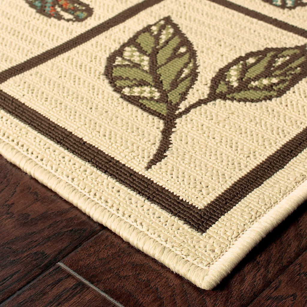 4' X 6' Brown and Ivory Abstract Stain Resistant Indoor Outdoor Area Rug