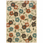 2' X 4' Brown and Ivory Floral Stain Resistant Indoor Outdoor Area Rug