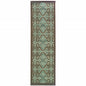 2' X 8' Blue Oriental Stain Resistant Indoor Outdoor Area Rug