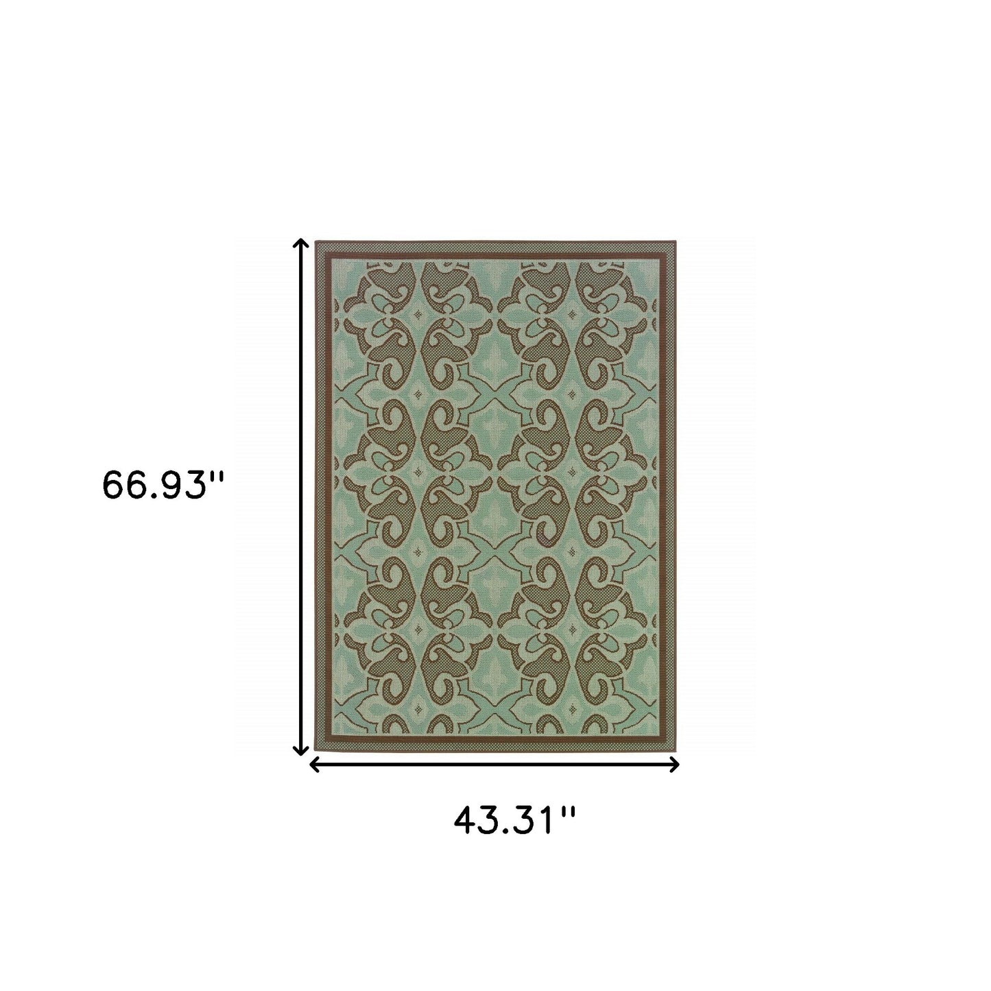 4' X 6' Blue Oriental Stain Resistant Indoor Outdoor Area Rug