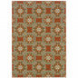 2' X 4' Brown and Ivory Floral Stain Resistant Indoor Outdoor Area Rug