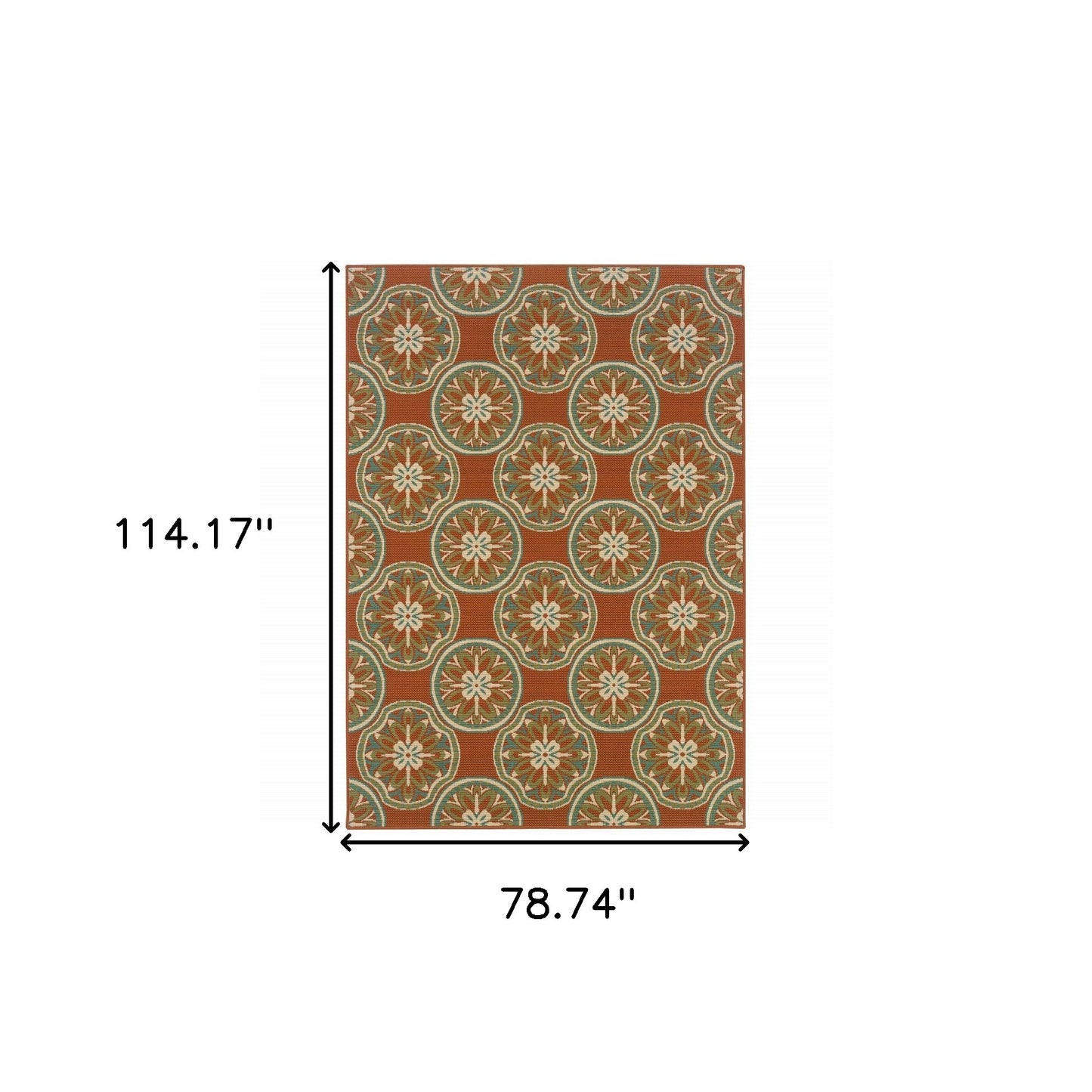 7' X 10' Brown and Ivory Floral Stain Resistant Indoor Outdoor Area Rug