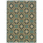 5' X 8' Blue and Ivory Floral Stain Resistant Indoor Outdoor Area Rug