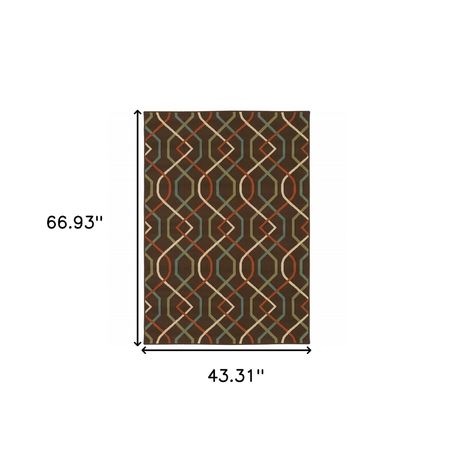 4' X 6' Brown and Ivory Geometric Stain Resistant Indoor Outdoor Area Rug