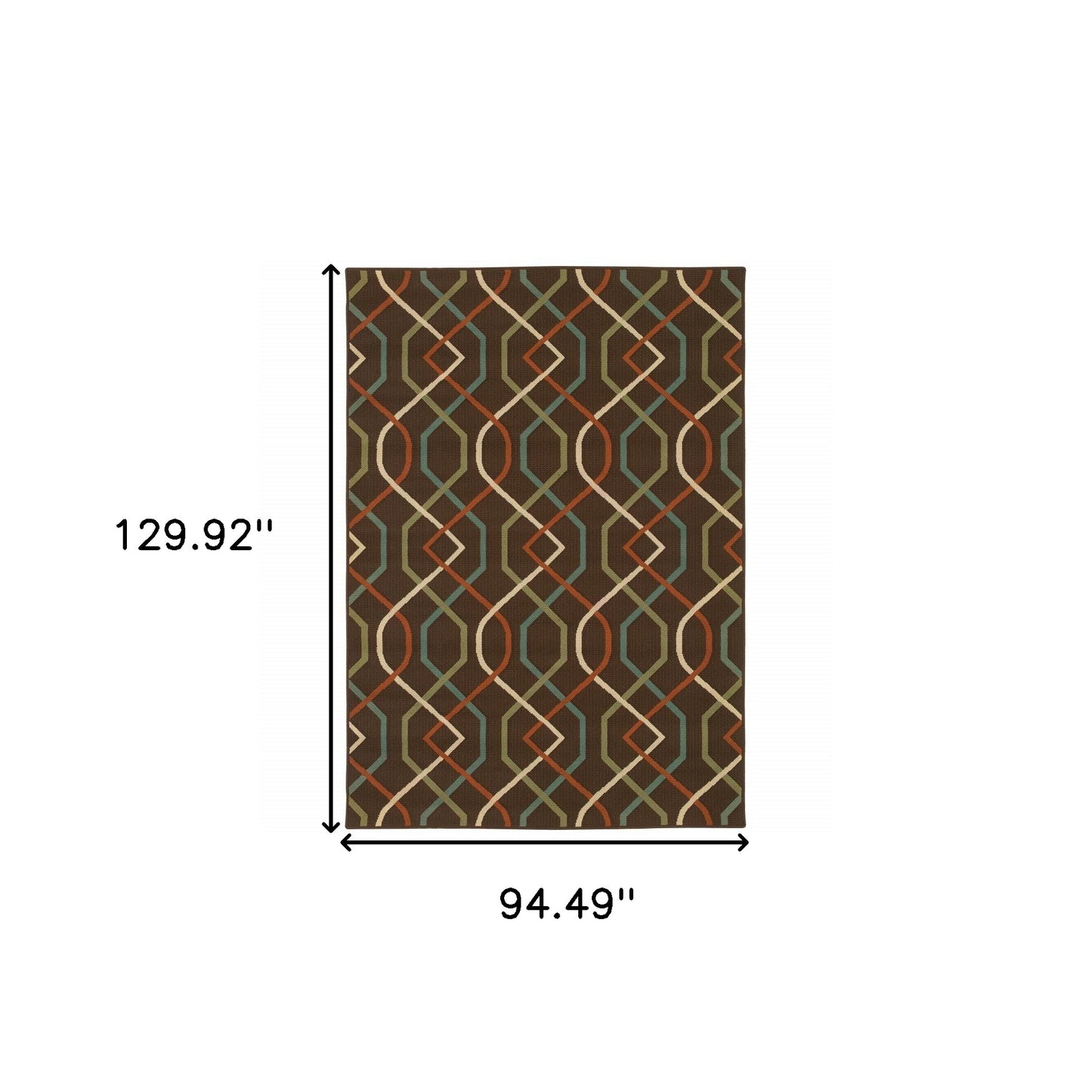 8' X 11' Brown and Ivory Geometric Stain Resistant Indoor Outdoor Area Rug