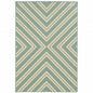 9' X 13' Blue and Green Geometric Stain Resistant Indoor Outdoor Area Rug