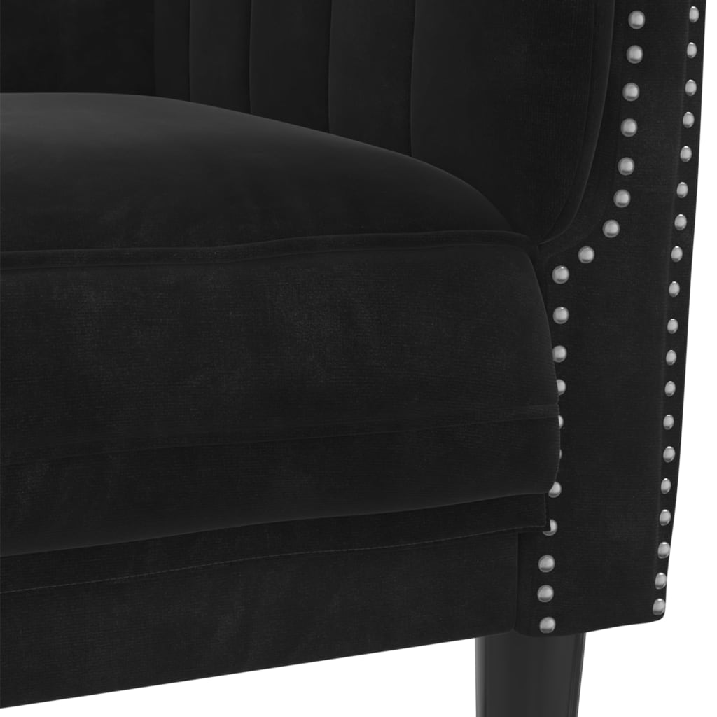 Sofa 3-Seater Black Velvet