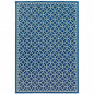 8' X 11' Blue and Ivory Geometric Stain Resistant Indoor Outdoor Area Rug