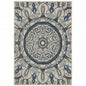 5' X 7' Blue and Beige Geometric Stain Resistant Indoor Outdoor Area Rug