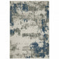 5' X 7' Blue and Beige Abstract Stain Resistant Indoor Outdoor Area Rug