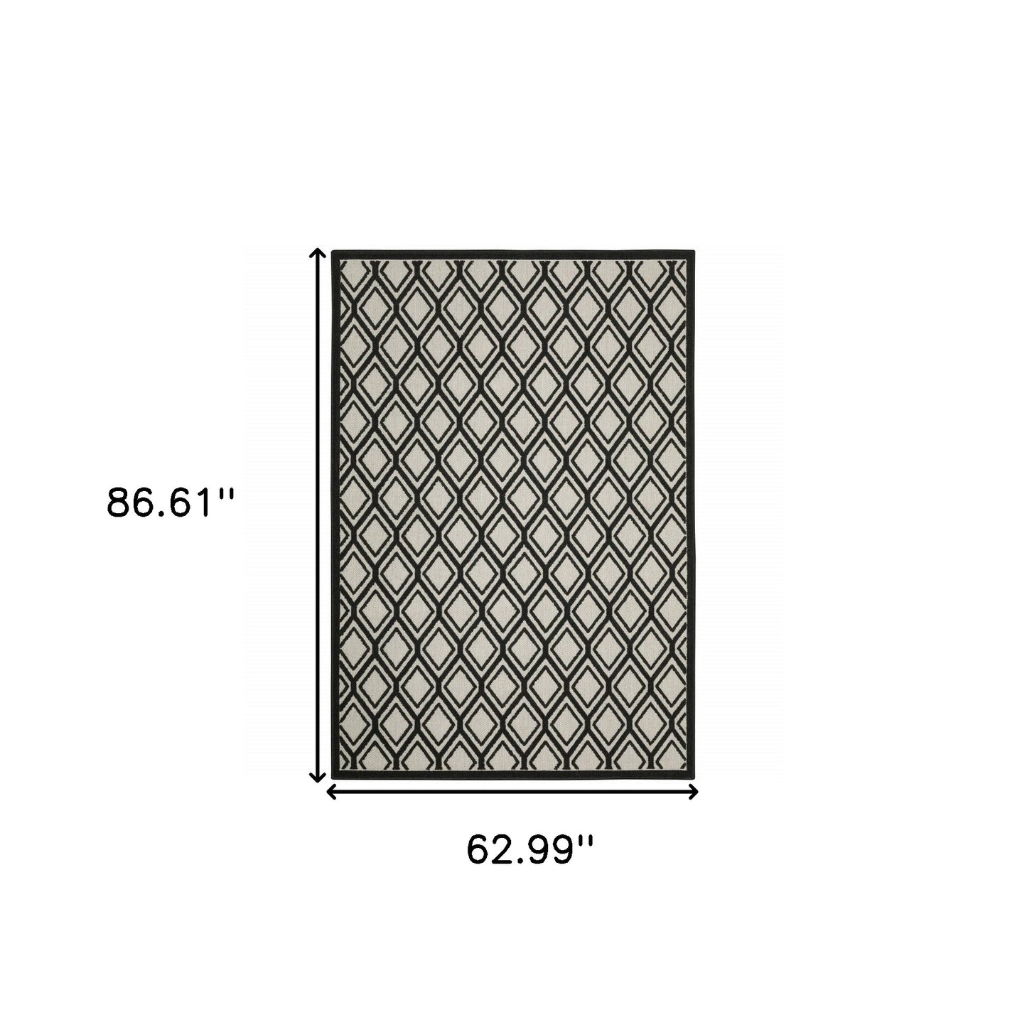 5' X 7' Beige and Black Geometric Stain Resistant Indoor Outdoor Area Rug