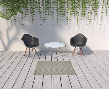 3' X 5' Beige Geometric Stain Resistant Indoor Outdoor Area Rug