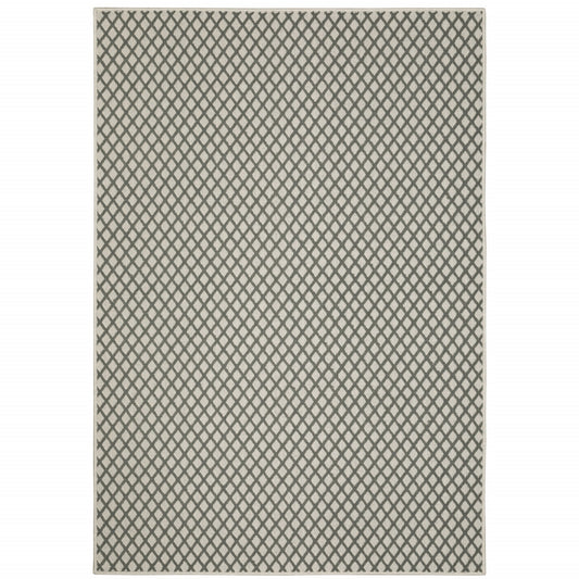 3' X 5' Beige Geometric Stain Resistant Indoor Outdoor Area Rug