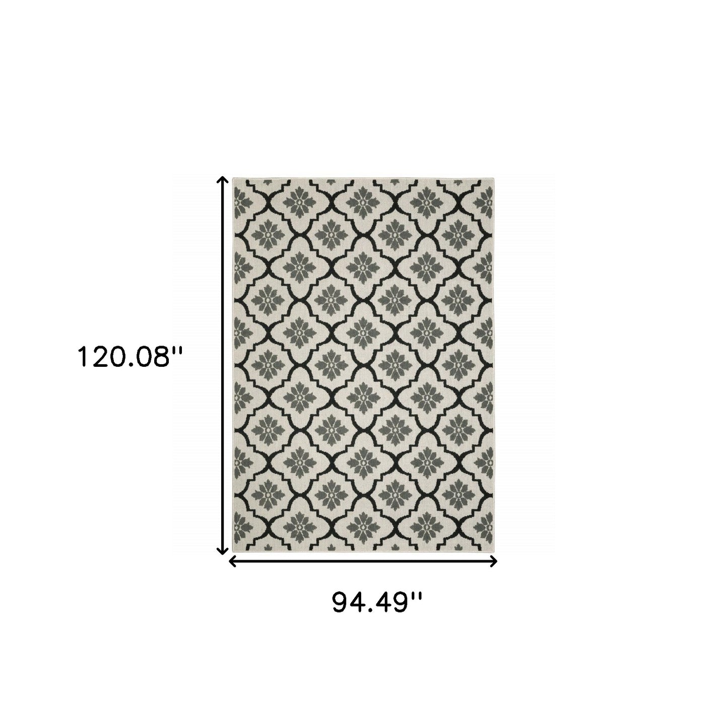 8' X 10' Beige and Black Geometric Stain Resistant Indoor Outdoor Area Rug