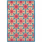 4' X 5' Blue and Beige Oriental Stain Resistant Indoor Outdoor Area Rug