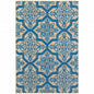 2' X 3' Blue and Beige Oriental Stain Resistant Indoor Outdoor Area Rug