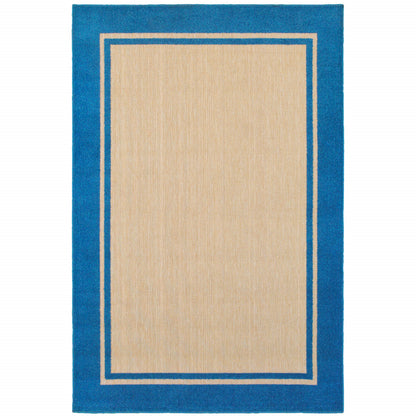 2' X 3' Blue and Beige Stain Resistant Indoor Outdoor Area Rug