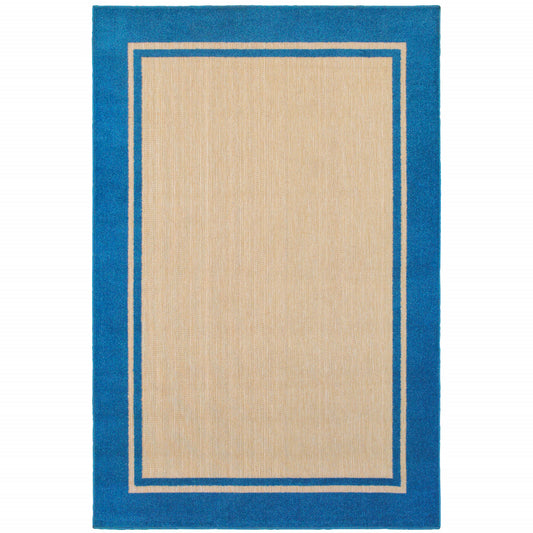 2' X 3' Blue and Beige Stain Resistant Indoor Outdoor Area Rug