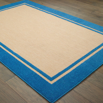 2' X 3' Blue and Beige Stain Resistant Indoor Outdoor Area Rug