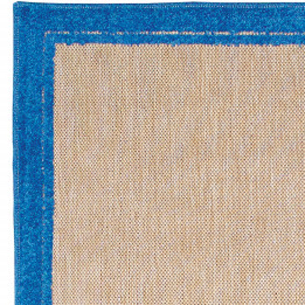 2' X 8' Blue and Beige Stain Resistant Indoor Outdoor Area Rug