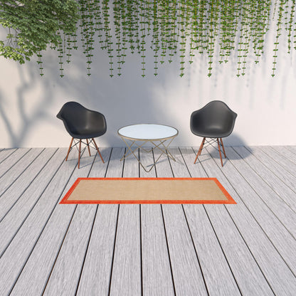 2' X 8' Orange Stain Resistant Indoor Outdoor Area Rug