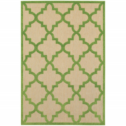 2' X 3' Green Geometric Stain Resistant Indoor Outdoor Area Rug