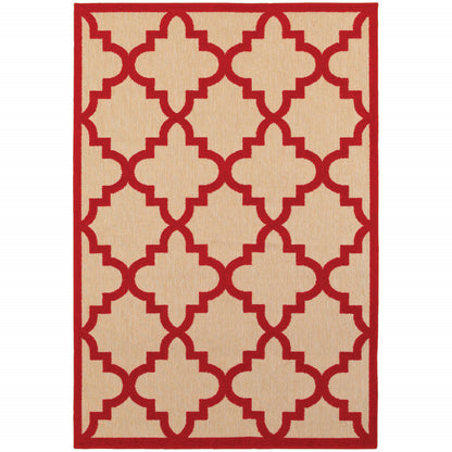 2' X 3' Red Geometric Stain Resistant Indoor Outdoor Area Rug