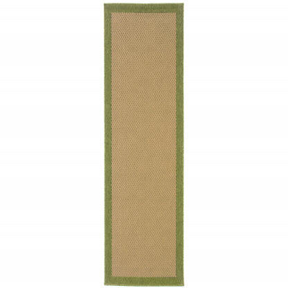 2' X 8' Beige Stain Resistant Indoor Outdoor Area Rug