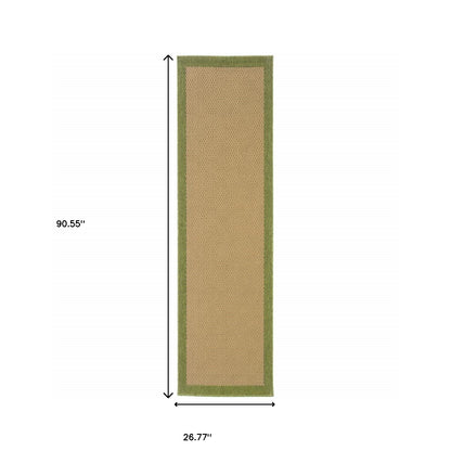 2' X 8' Beige Stain Resistant Indoor Outdoor Area Rug