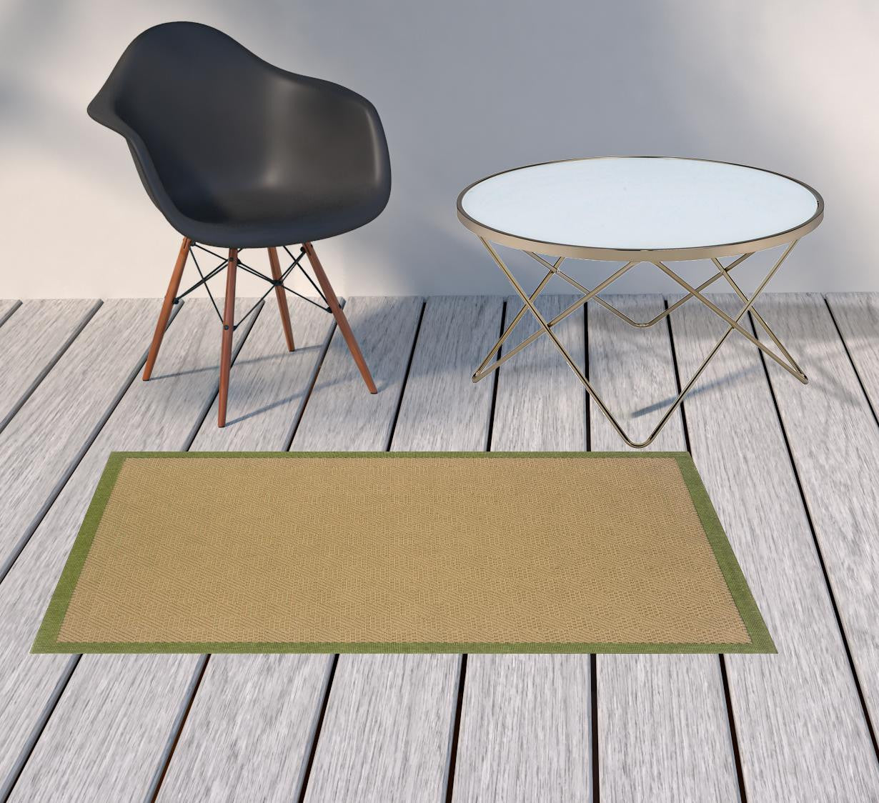 2' X 4' Beige Stain Resistant Indoor Outdoor Area Rug