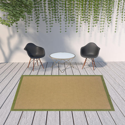 7' X 10' Beige Stain Resistant Indoor Outdoor Area Rug