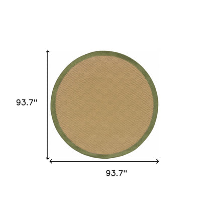 8' X 8' Beige Round Stain Resistant Indoor Outdoor Area Rug