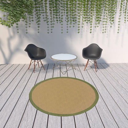 8' X 8' Beige Round Stain Resistant Indoor Outdoor Area Rug